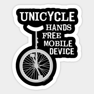 Unicycle Mobile Device Bold White Text Sticker